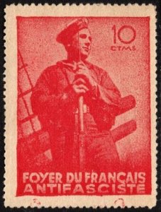 1937 Spain Civil War 10 Centimos Foyer du Francais Anti Fascist Militiaman