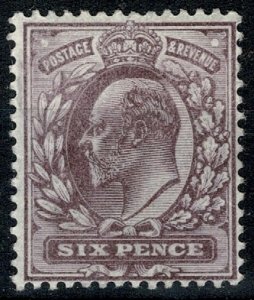 G.B. KE VII 1902-10 6d PALE DULL PURPLE (SHADES) UNUSED (MH) SG245 P.14 FINE (2)