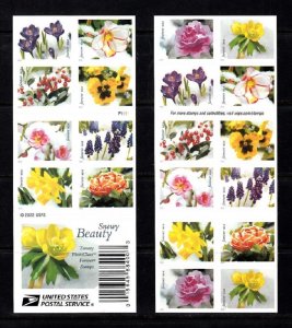 USA FOREVER BOOKLET SC# 5736-5745 SNOWY BEAUTY FLOWERS - 20 S.A. MNH - PL# P1111