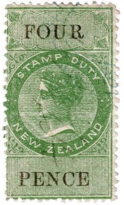 (I.B) New Zealand Revenue : Stamp Duty 4d (1867) reversed watermark