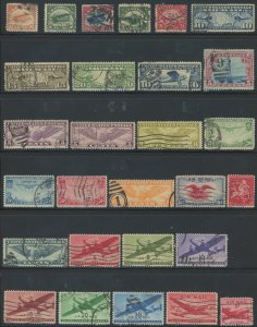 USA 62 diff old used airmails incl C1 C2 C3 C4 C6 - some mixed condition