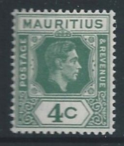 Mauritius #213 NH 4c King George VI - De La Rue Print - White Paper