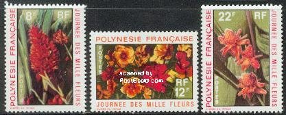 French Polynesia 1971, Flowers 3v, MNH