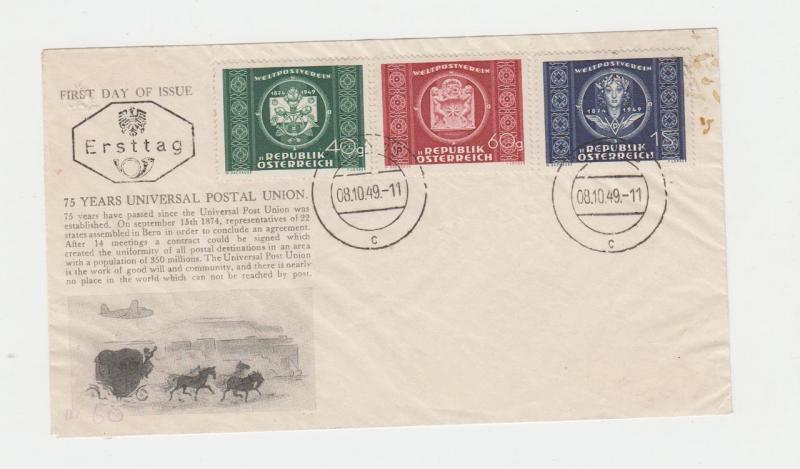 AUSTRIA 1949 UPU SET ON FIRST DAY COVER (SEE BELOW)