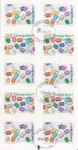 Sweden 2014 used Sc B62c Booklet pane of 10 2 different Beads World Childhood...