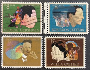 US #1484-1487 Used Set F/VF 8c Gershwin / Jeffers / Tanner / Cather 1973 [R970]