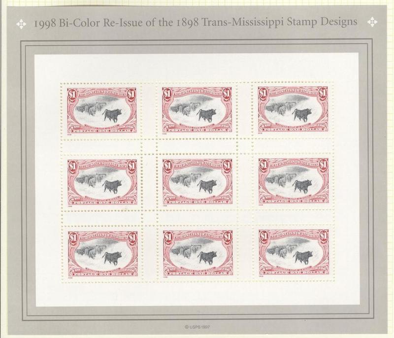 US 1998 #3210 Trans-Mississippi Souvenir Sheet MNH Cat $18