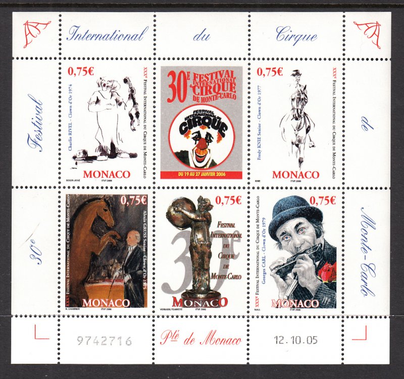 Monaco 2403 Circus Souvenir Sheet MNH VF