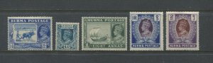 Burma  KGVI 1942 various values to 2 rupees mint o.g. hinged