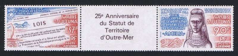 Wallis and Futuna French Overseas Territory strip of 2v Type 2 1986 MNH