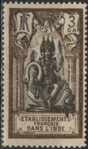 French India 82 (mhr) 3ca Brahma, brown & black (1929)