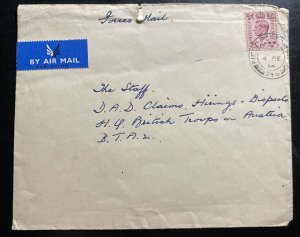1954 British Field Post Office 746 Hong Kong Cover To British Troops Austria
