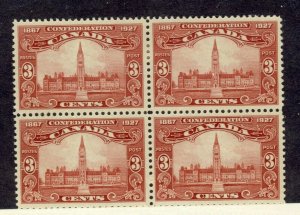 4x Canada Mint Stamps #143-3c Block 60th Ann. Confederation MH GD GV=$48.00