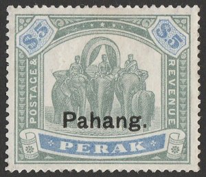 MALAYA - Pahang 1898 'Pahang' on Perak Elephants $5. Rare top value.