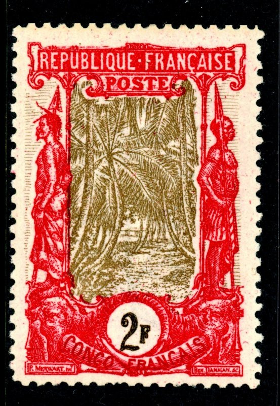 French Colonies 1900 Congo 2 Franc Carmine & Brown Scott #48 Mint G480