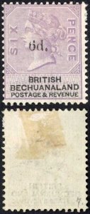 Bechuanaland SG14 6d Lilac and Black wmk Orb M/M (hinge remainder) Cat 90 pounds