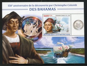 CENTRAL AFRICA 2022 530th BAHAMAS DISCOVERY BY CHRISTOPER COLUMBUS S/S  MINT NH