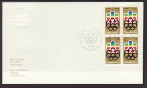 Canada Olympics 1974 B/4 Canada Post U/A FDC BIN