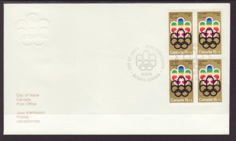 Canada Olympics 1974 B/4 Canada Post U/A FDC BIN