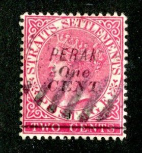 343 BCX  1891 Perak Sc.#28 used cv $15 ( Offers welcome )