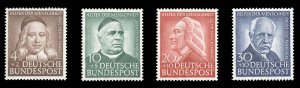 Germany #B334-337 Cat$75, 1953 Welfare, set of four, never hinged