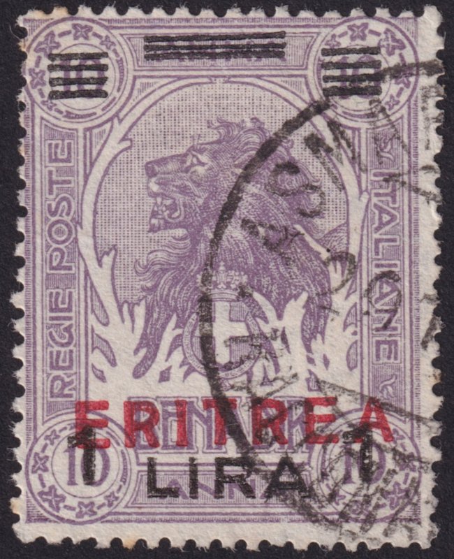 Eritrea 1924 #87 f-u 1L on 10a Lilac