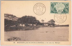 SENEGAL -  POSTAL HISTORY:  COLONIAL EXPO stamp on POSTCARD: FOUNDIOUGNE 1934