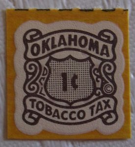United States State Revenue Oklahoma Tobacco Tax  1 Cent  Small Shield MNH