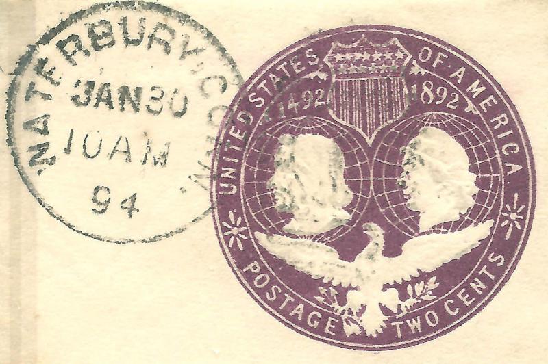 US PSE Cut-Square w/ Waterbury, Conn. Contemporary Cancel & Validating CDS