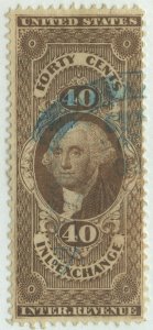 0413 U.S. revenue R53d, 40c Inland Exchange SILK PAPER. SCV = $575 RARE!