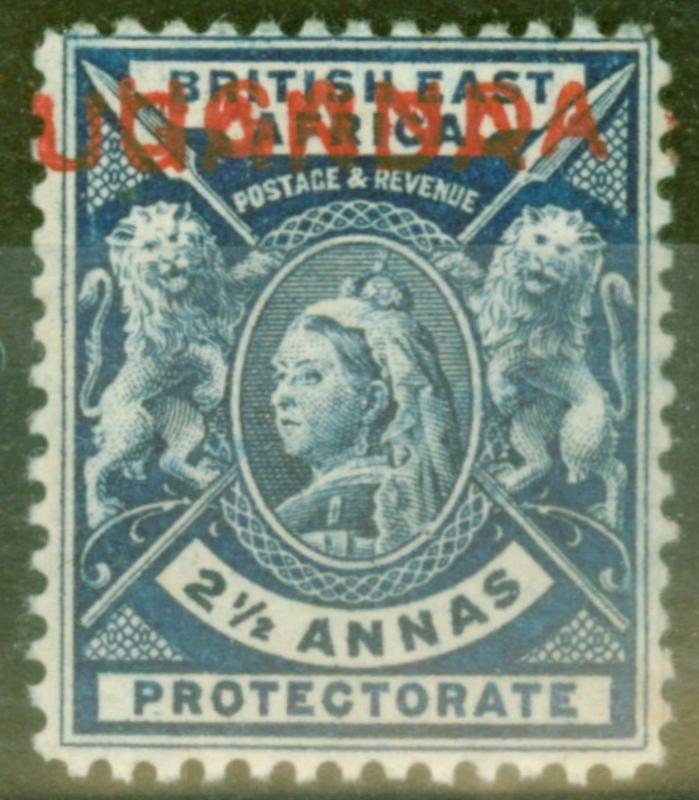 Uganda 1902 2 1/2a Dp Blue SG93a Opt Double Fine Mtd Mint