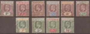 GRENADA SG57/66 1902 SET OF 10 FINE USED