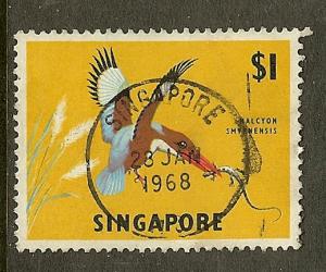 Singapore, Scott #67a, $1 Kingfisher, Wmk Sideways, Used