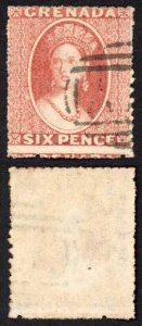Grenada SG8 6d Dull Rose-red wmk Small Star SIDEWAYS Rough Perf 14 to 16 Cat 225