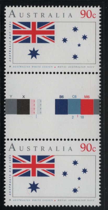 Australia 1991 MNH Sc 1200 90c White Ensign Flag Gutter pair