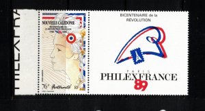 New Caledonia Sc 615 MNH w/ Label of 1989 -Paris - PHILEX FRANCE HJ06