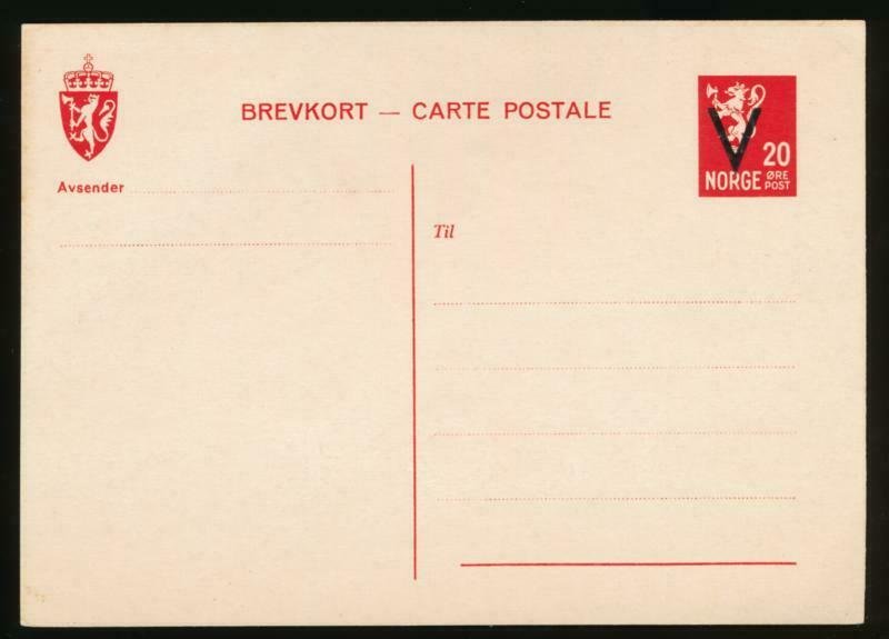 NORWAY Mi. P97 POSTAL STATIONERY POSTAL CARD 20o RED