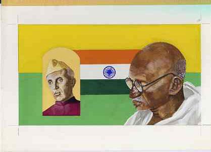 Chad 2009 Mahatma Gandhi original hand-painted artwork fo...