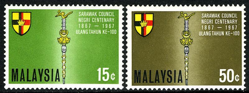 Malesia 46-47, Mnh. Arms Of Nuovi Sarawak, Council Mace, 1967