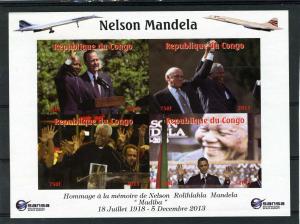 Congo 2013 Mandela-Obama-Bush-Concorde Sheet Imperforated mnh.vf