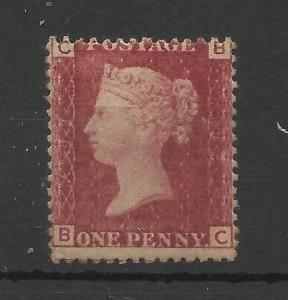 1858 Sg 43/4, 1d Red Plate Number (BC) Plate 93, Mounted Mint 50% gum.{TTCC-53}