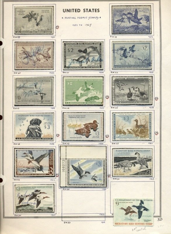 US #RW1-32, Ducks, 1934-65, on pages, used & mint, F/VF, Scott $2,004.50