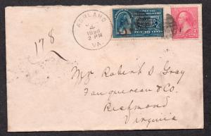 **US Special Delivery Cover, SC# 267+E5, Ashland, VA 6/4/1898, No Contents