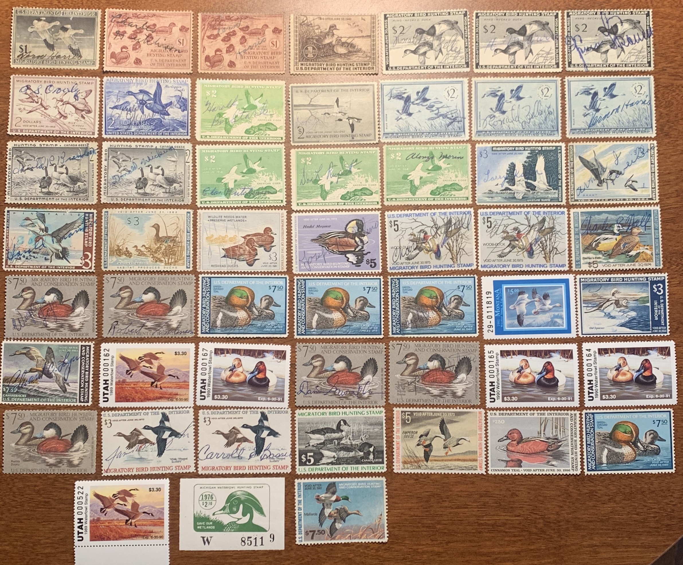 52 Duck Stamps Assorted. 12 unused. / HipStamp