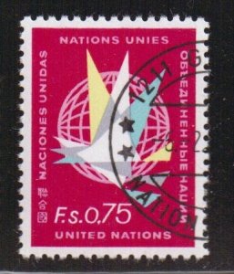 United Nations Geneva  #8  cancelled  1969  birds in flight  75c