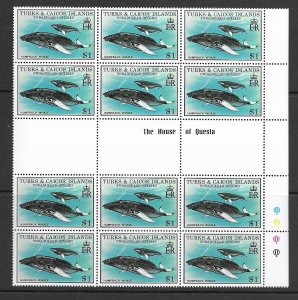 Turks and Caicos 380-4 MNH Whale/Bird set cpl. x 12, vf. see desc. 2019 CV 97.80