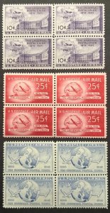 Scott#: C42-C44 - 1949 U.P.U. Issues 10¢, 15¢, 20¢ 1949 Blocks of Four MNH Lot 2