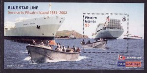 Pitcairn Is.-Sc#571- id12-unused NH sheet-Ships-Blue Star Line-2003-