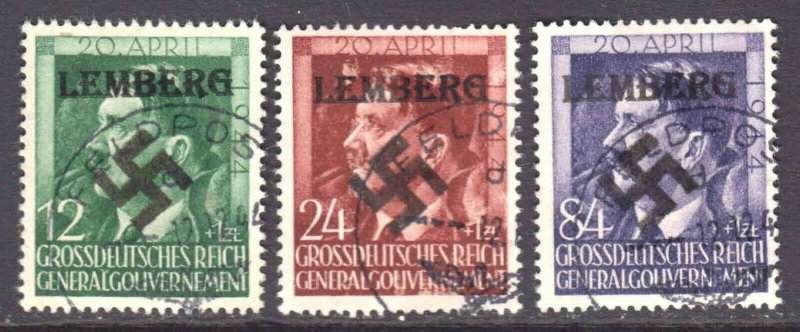 POLAND NB33-NB35 WW2 LEMBERG OVERPRINTS FELDPOST CDS GERMANY OCCUPATION VF SOUND