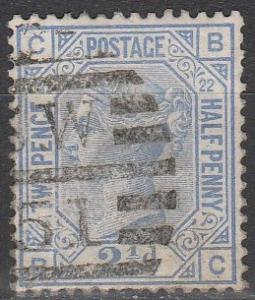 Great Britain #82 Plate 22 F-VF Used CV $40.00  (A2991)